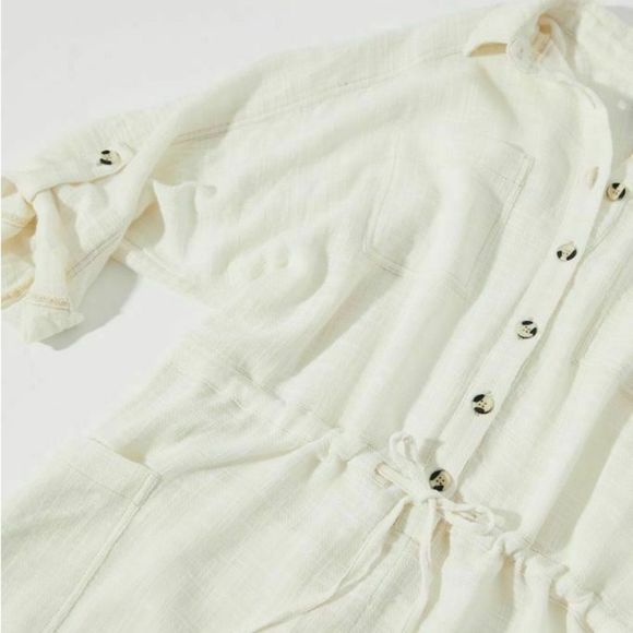 Urban Outfitters Out From Under Button-Down Romper Collared Ivory - Picture 2 of 11